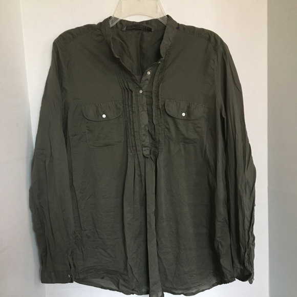 Zara basics olive green long sleeve top shirt - Picture 4 of 6